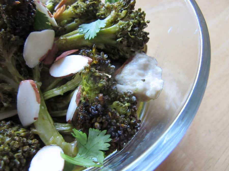 This roasted broccoli salad with baba ghanoush transforms the pale, unassuming eggplant-based dip into an entree-worthy salad.