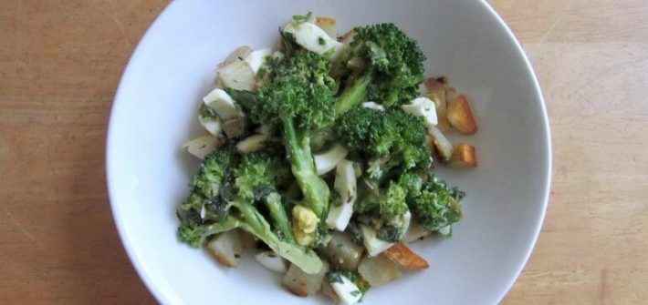 Heidi Swanson's broccoli gribiche is hearty (eggs and potatoes!), while simultaneously managing to stay light (tangy dressing, capers and herbs). Find the recipe on Delicious Not Gorgeous. #potatoes #broccoli #gribiche #hardboiledeggs