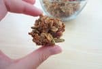 A close-up of this coconut almond cluster granola so you can see all the texture! #coconut #almond #granola #breakfast