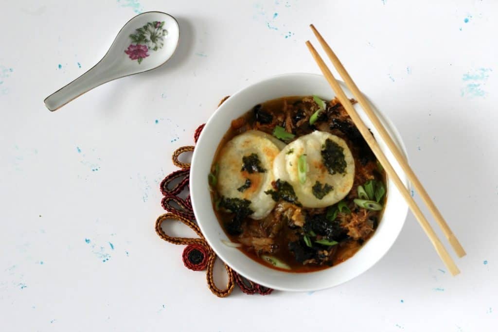 Kimchi Soup with Seaweed and Fresh Mochi Delicious Not