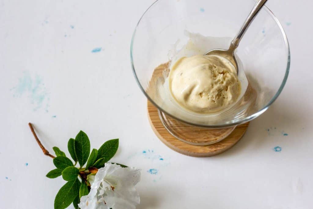 This ginger rose ice cream uses a no churn ice cream base, so there's no special equipment needed!