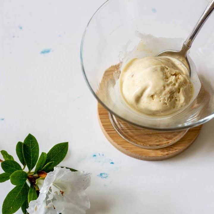This ginger rose ice cream uses a no churn ice cream base, so there's no special equipment needed!
