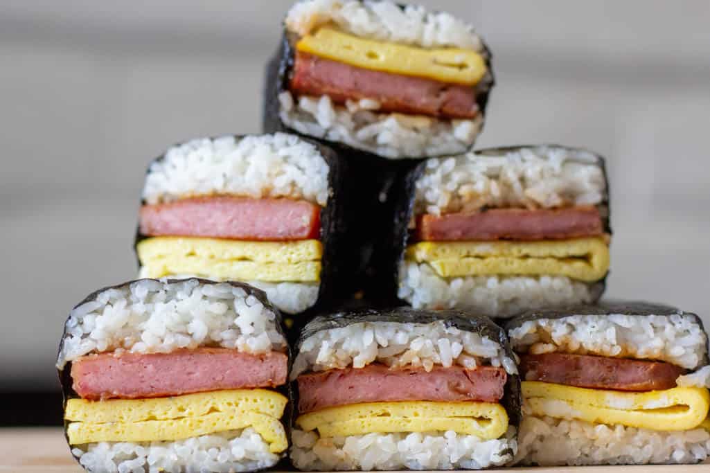 Tasty Teriyaki Spam Musubi, Teriyaki Spam Musubi. Pan-fried spam with a  homemade teriyaki glaze packed with sushi rice and wrapped in roasted  seaweed. A delicious Hawaiian Japanese