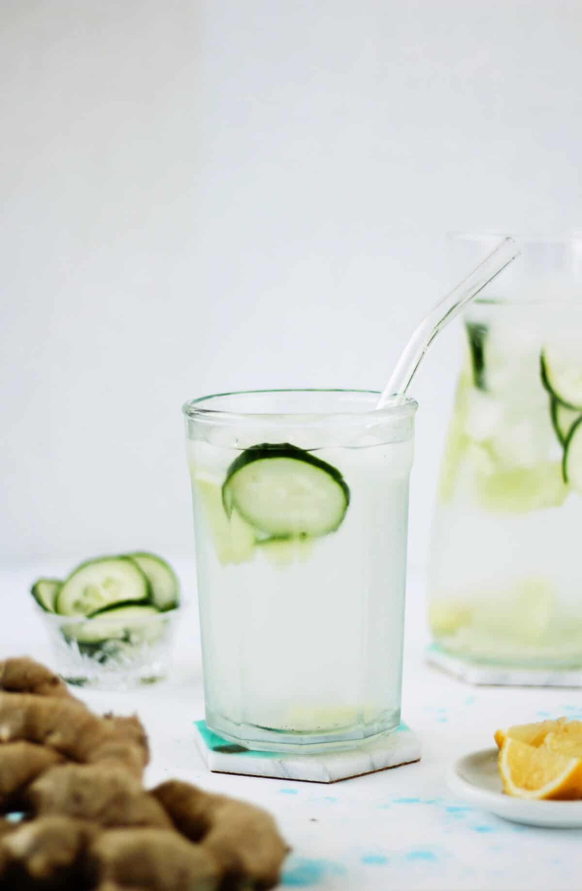 Cucumber Lemon Ginger Infused Water - Cook At Home Mom